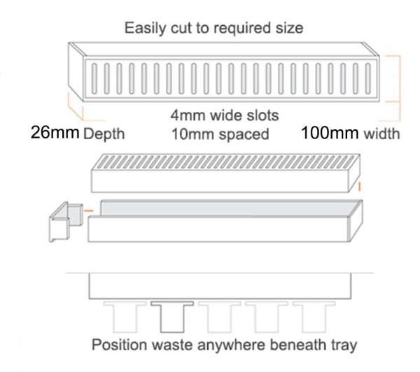 100mm linear shower grate drain black specs Australia